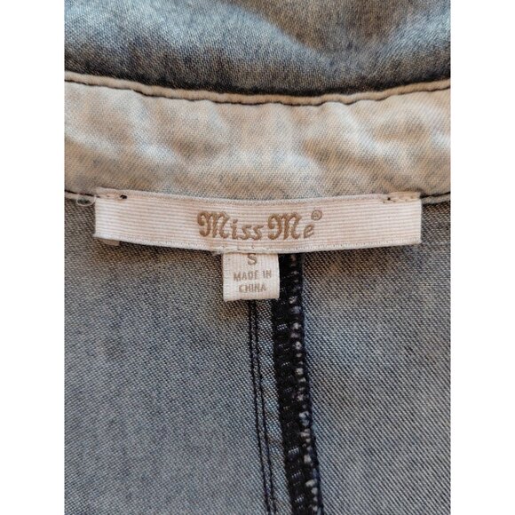 Miss Me Women's Small Denim Style Long Sleeve Zip-Up Dress viscose & Cotton - Picture 3 of 10